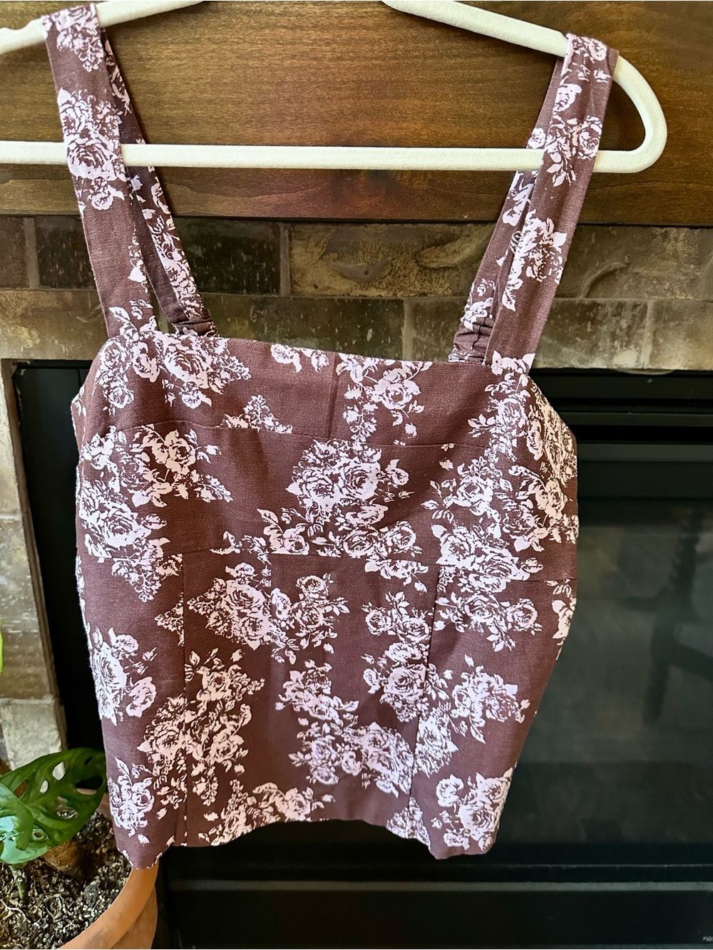 Floral Square-Neck Tank Top - Brown/Pink. NWT